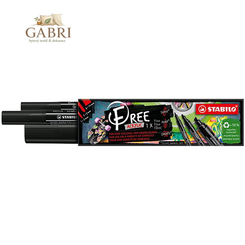 Akrylový popisovač STABILO FREE Acrylic 1xT100, 1xT300, 1xT800C, sada 3 ks