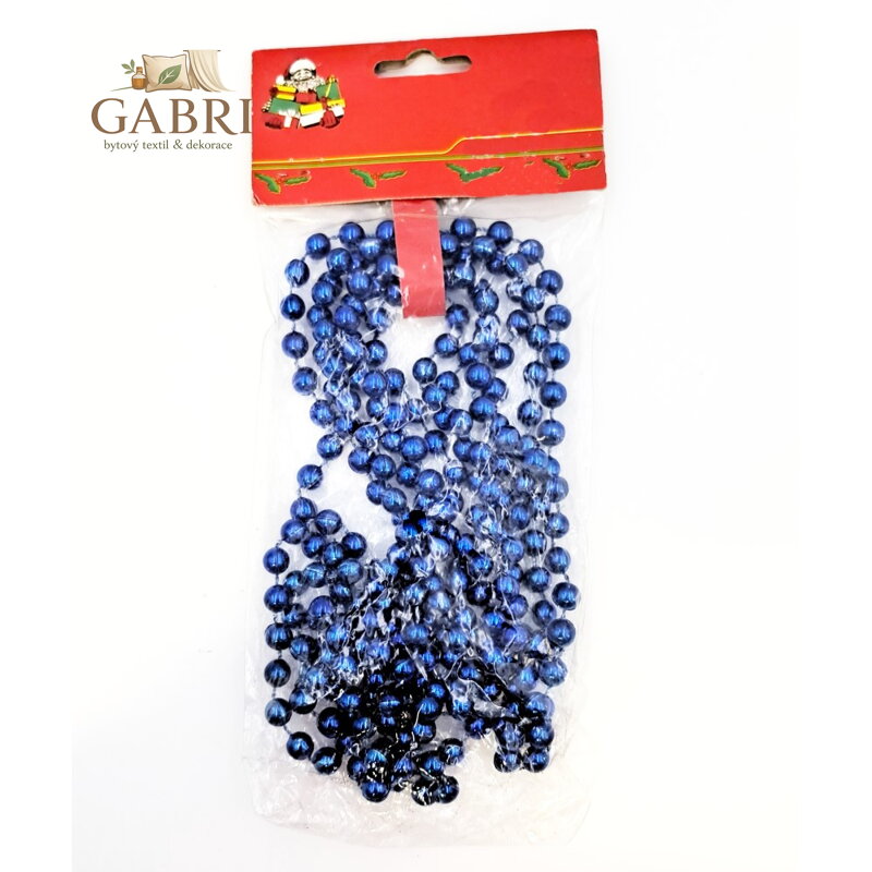 Řetízek z modrých korálků, délka 2,6 m, průměr 5 mm