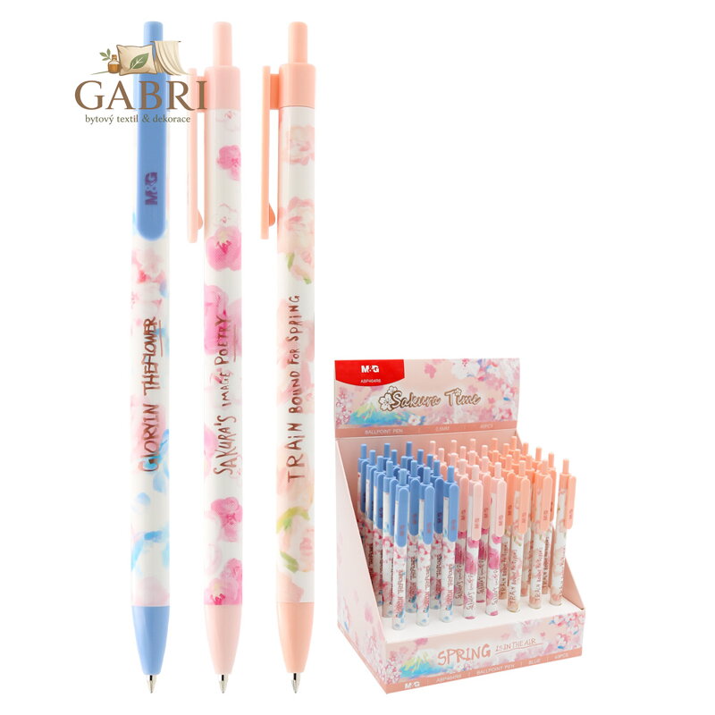 Pero kuličkové M&G Sakura time, hrot 0,5 mm, modrá náplň (3 designy)