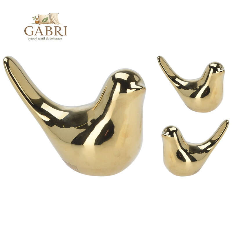 Dekorace zlatý pták 8 cm