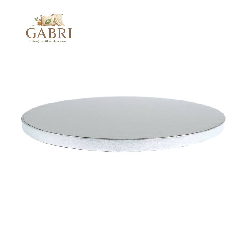 Pevný kulatý dortový podnos průměr 25 cm / tloušťka 12 mm - stříbrný