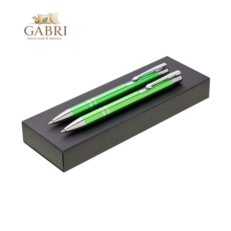 Sada kovové mechanické tužky a kuličkového pera ORIN box Pore- světle zelená