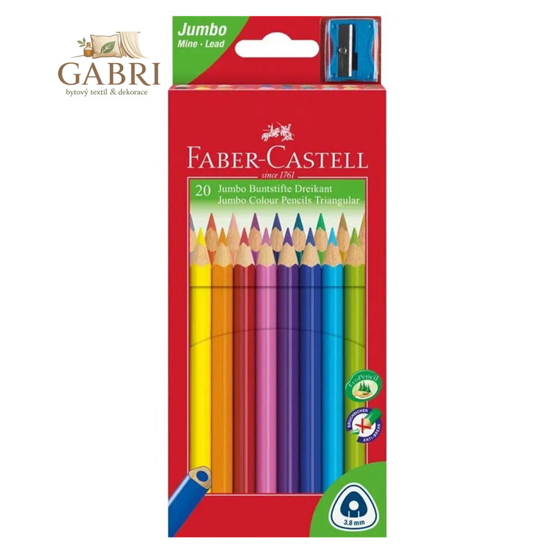 Pastelky Faber-Castell Grip Junior Jumbo, sada 20 ks + ořezávatko
