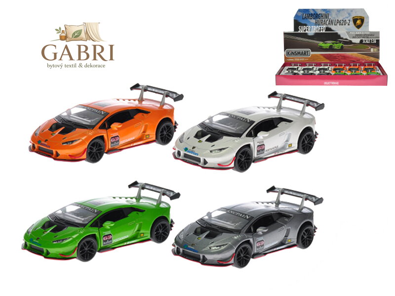 Lamborghini Huracan LP620-2 1:36 12cm kov zpětný chod 4barvy 12ks v DBX