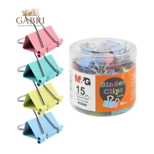 Klip Binder M&G - barevný (15 mm), 60 ks