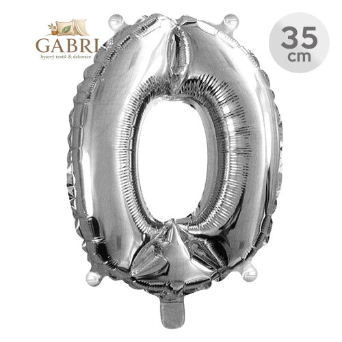Balón narozeninový 35 cm - číslo 0, stříbrný