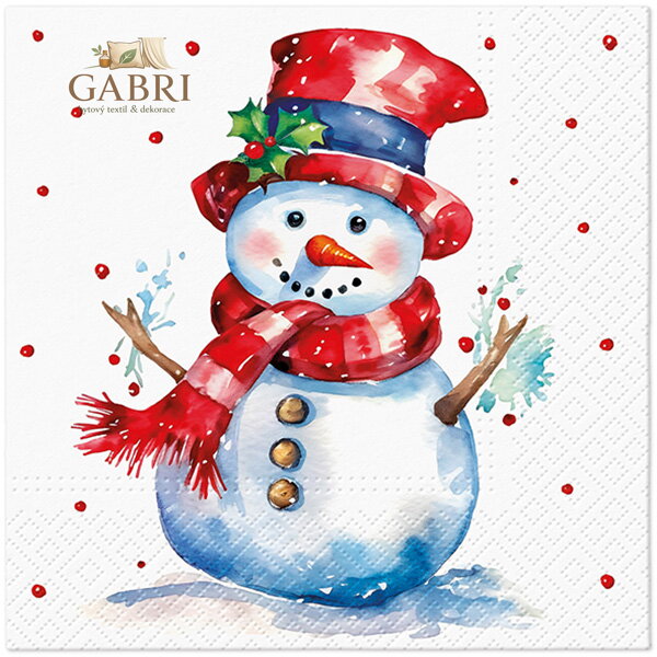 Ubrousky TaT 33x33cm Watercolor Snowman