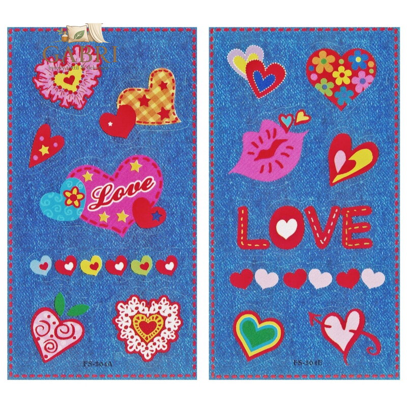 Samolepky dekorační na jeans látku (mix /cena 1 bal.)