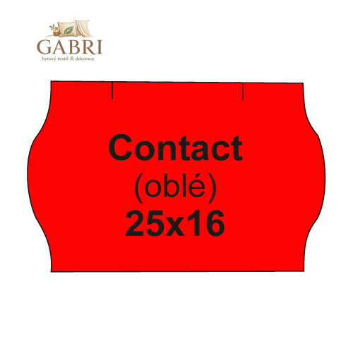 Etikety cen. CONTACT 25x16 oblé - 1125 etiket/kotouček, červené