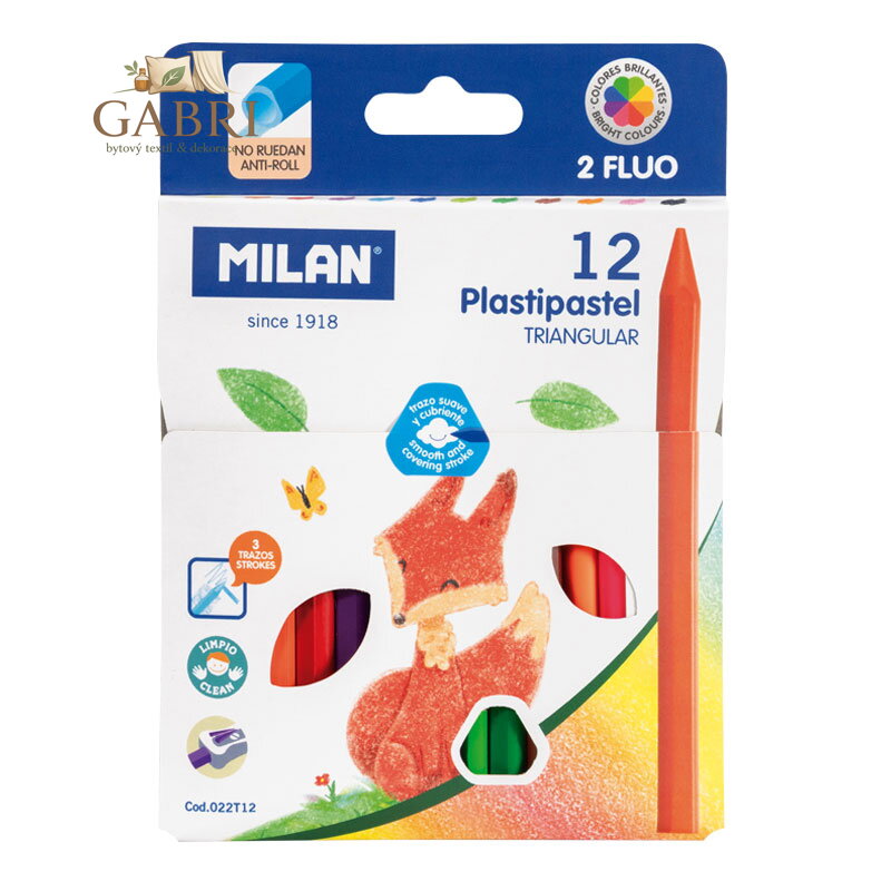Pastelky MILAN trojhranné 10 ks + 2x Fluo