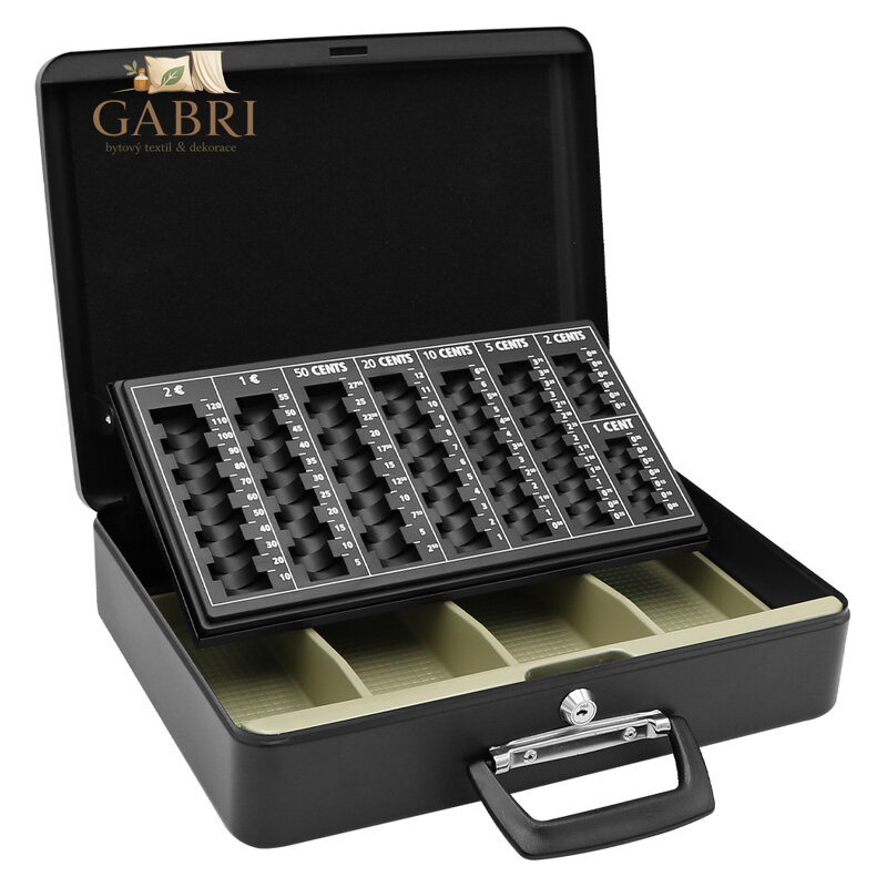 Pokladna kovová 14 "s EURO mincovníkem - černá