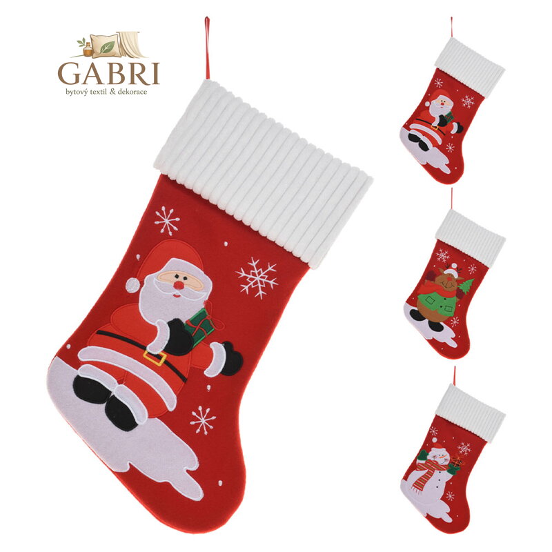 Vánoční punčocha s uchem 46 cm (3 motivy /cena 1ks)