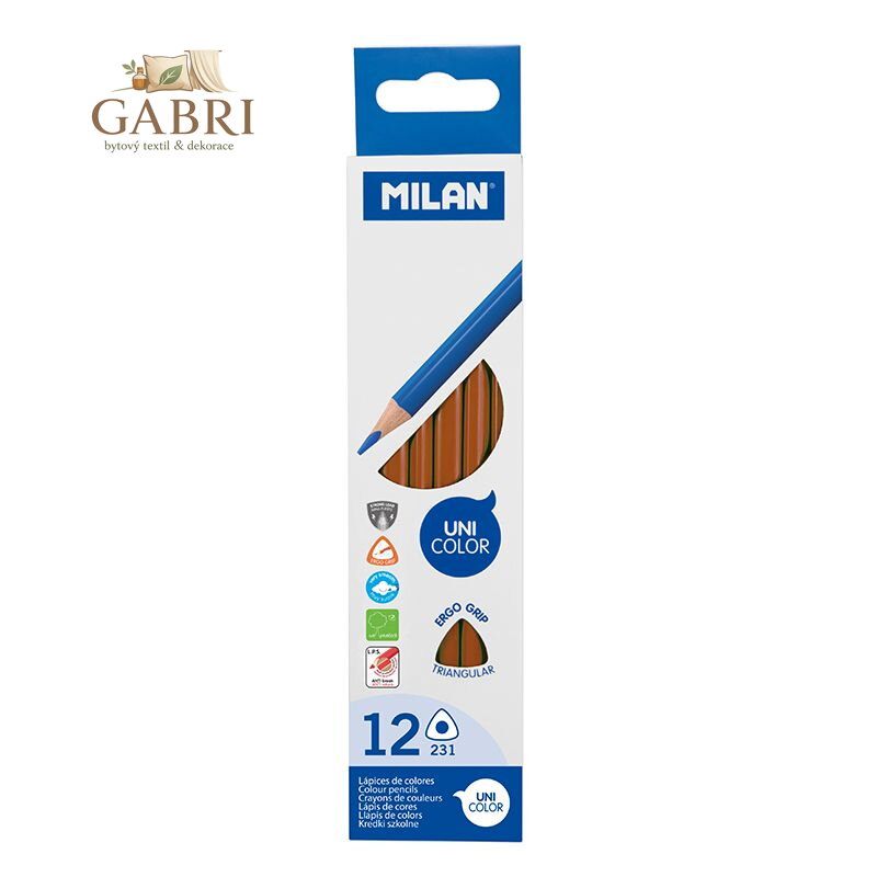Pastelky MILAN Ergo Grip trojhranné, hnedá