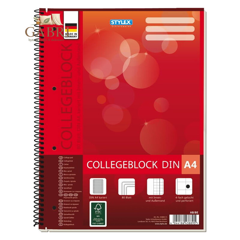 Blok A4 College s boční spirálou čtverečkovaný 80 L
