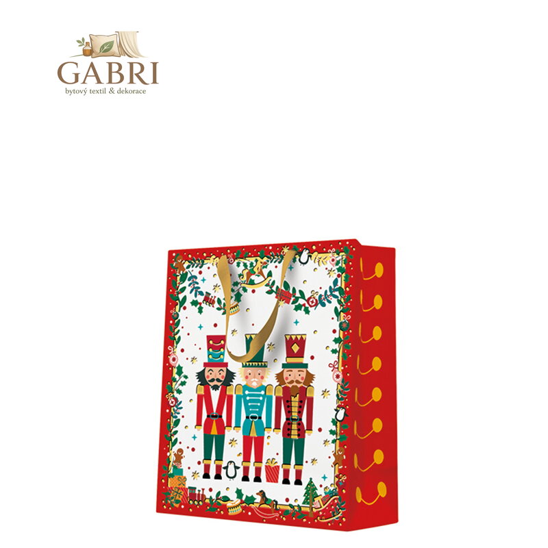 Dárková taška stredne velká - Nutcracker with garlands 20x10x25 cm