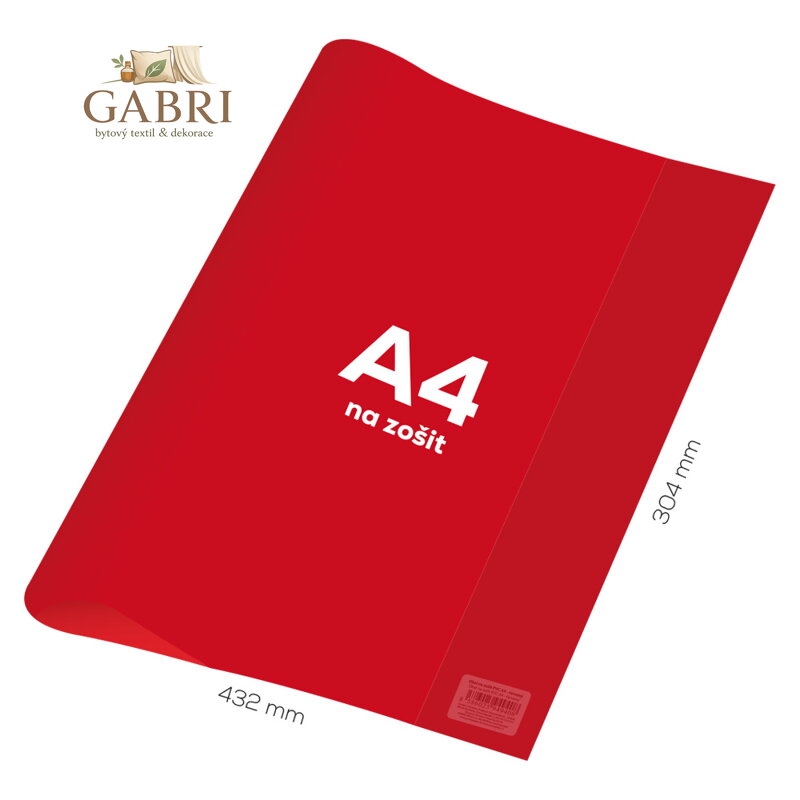 Obal na sešit A4 PVC 432x304 mm - průhledný/červený