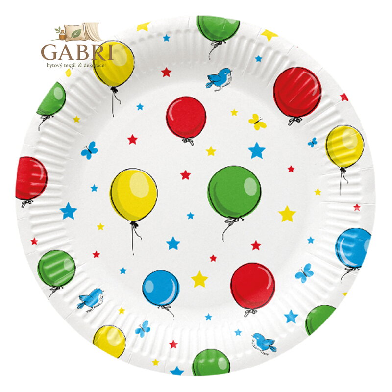 Papírový talíř PAW Eco 23 cm Party Balloons / 8 ks