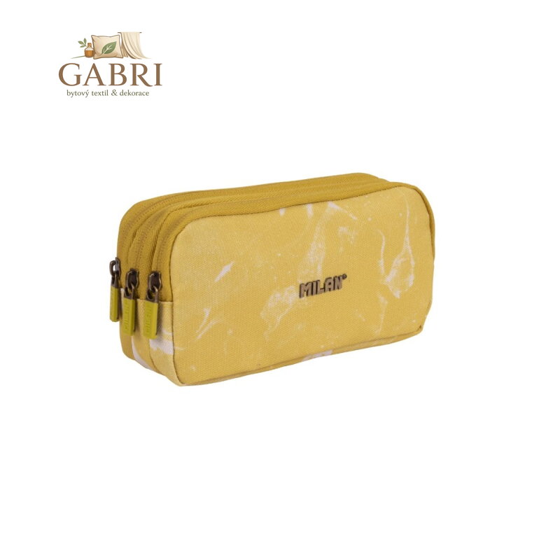 Pouzdro na pera MILAN 3-zipové, série Lava - žlutý