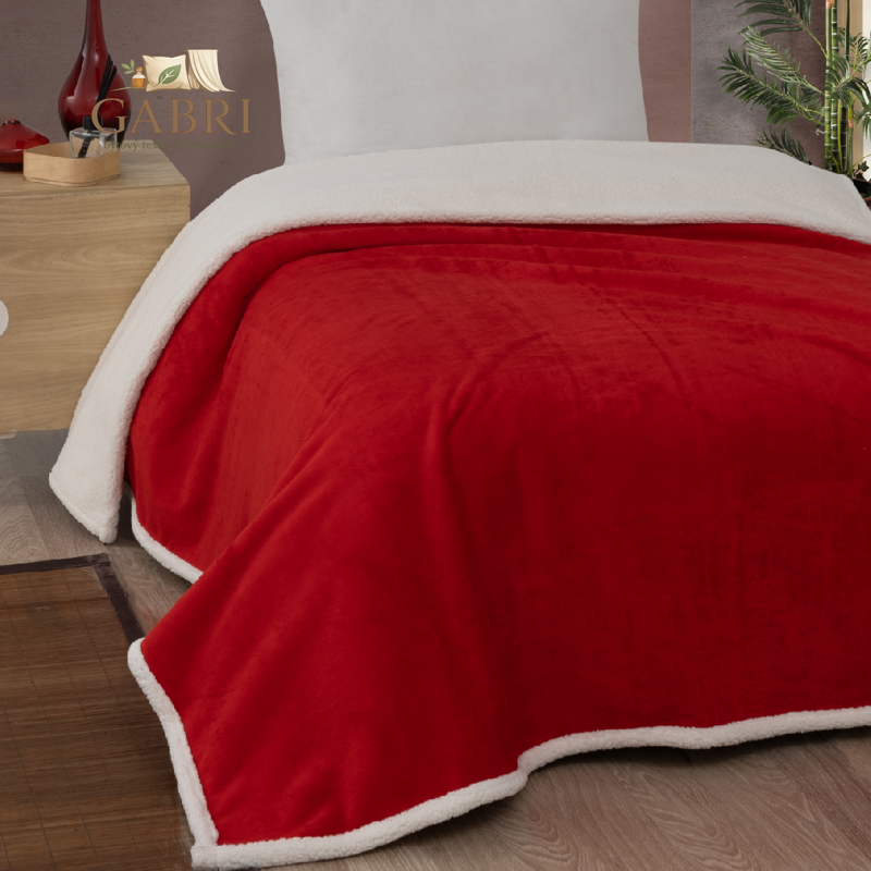 Beránková deka 150x200cm vínová/smetanová