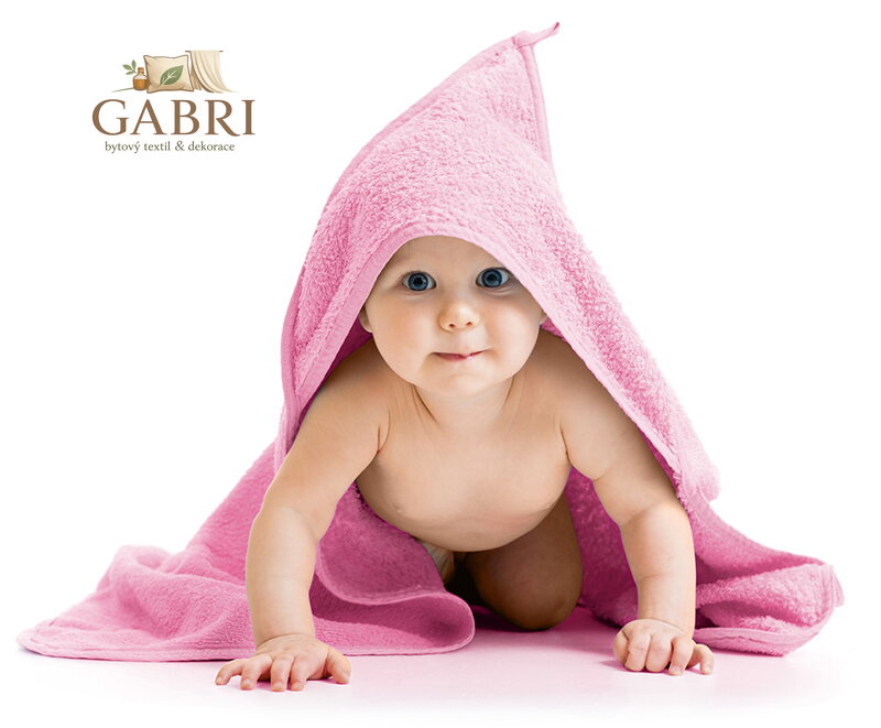 Dětská froté osuška s kapuckou 80x80cm 330g růžová