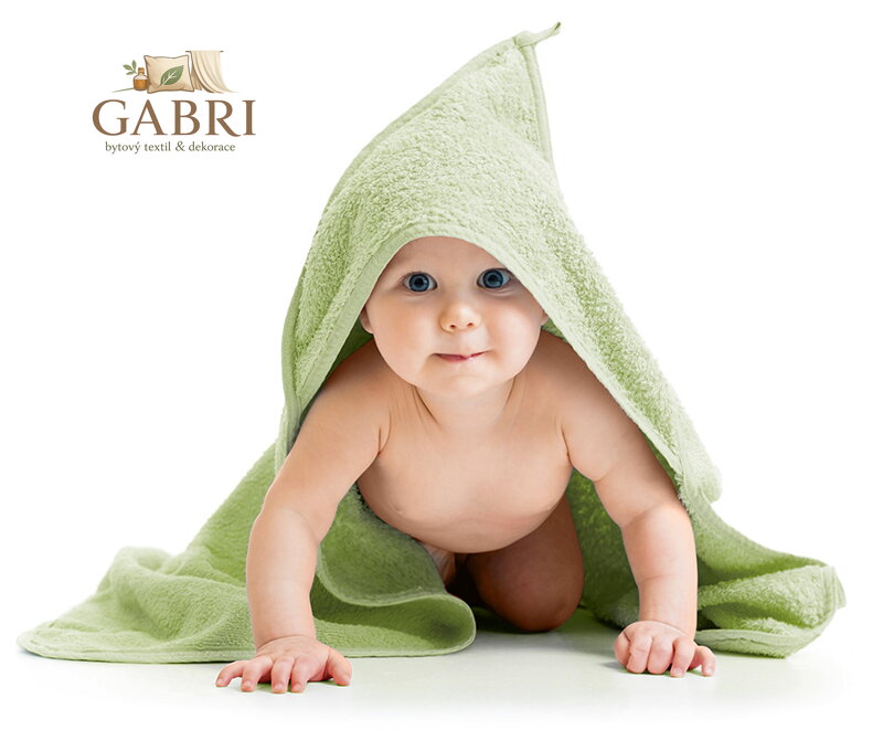 Dětská froté osuška s kapuckou 80x80cm 330g sv.zelená