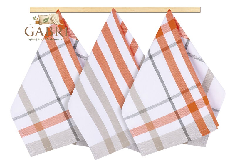 Kuchyňská utěrka 50x70cm káro oranžové