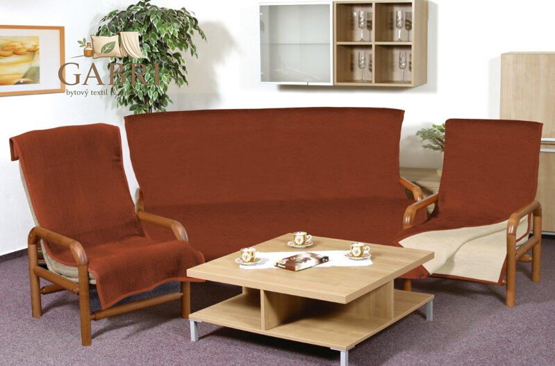 Přehoz na sedací soupravu Kira PLUS 3+1+1 terra/béžová