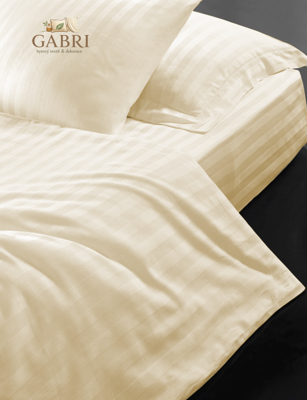 Hotelové povlečení 140x200, 70x90cm Atlas gradl smetanový - česaný 145g/m2, proužek 2cm