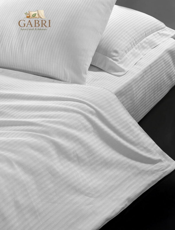 Hotelové povlečení 140x200, 70x90cm Atlas gradl  Bílý - česaný 145g/m2, proužek 4 mm