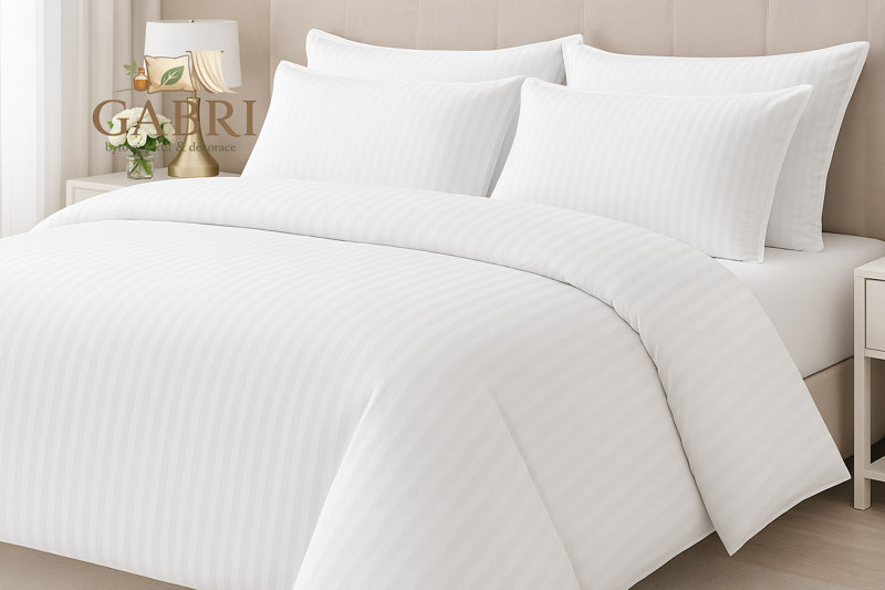 Hotelové povlečení 140x220, 70x90cm Atlas gradl Bílý - česaný 145g/m2, proužek 2cm