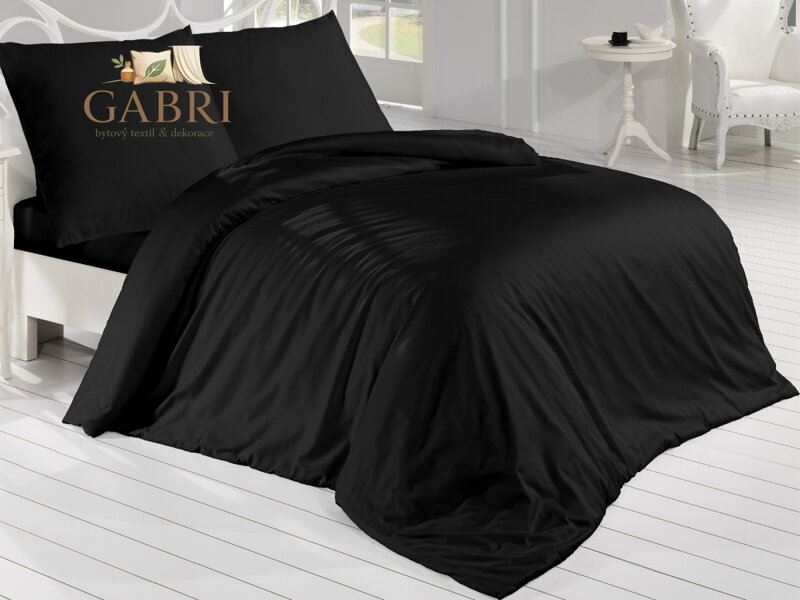 Francouzské povlečení Satén 220x200, 70x90cm Černá