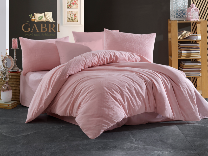 Francouzské povlečení krep UNI 200x200, 70x90cm Růžové