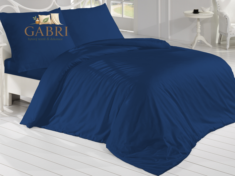 Francouzské povlečení Satén 240x200, 70x90cm tmavě modré