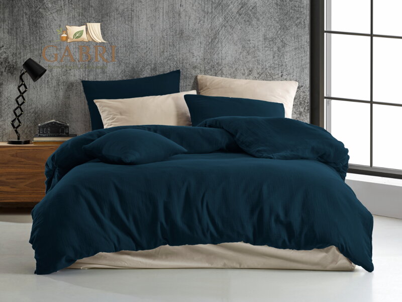 Mušelínové povlečení 140x200, 70x90 cm tmavě modré