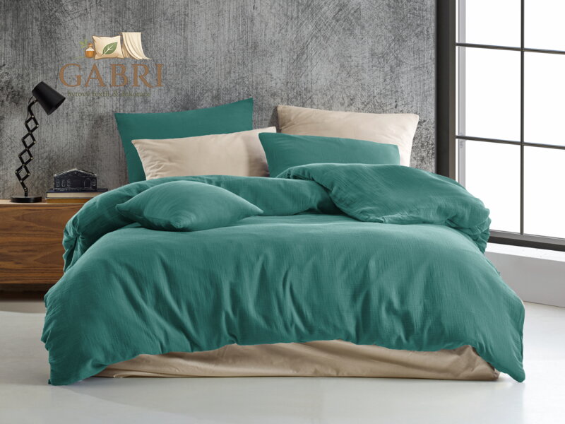 Mušelínové povlečení 140x200, 70x90 cm petrolové