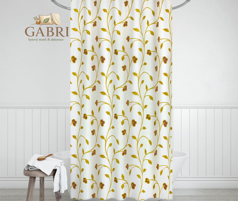 Koupelnový závěs béžové rostliny