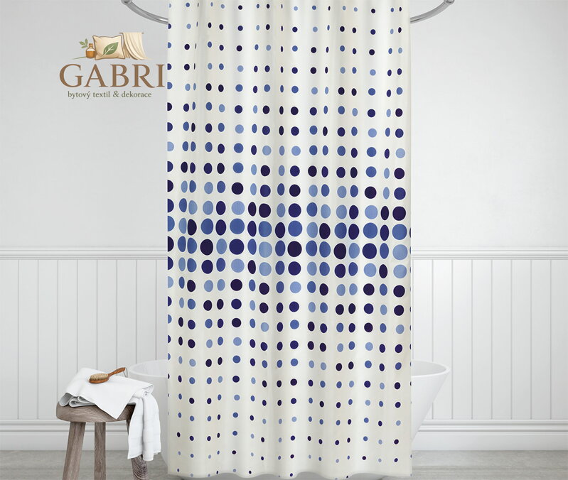 Koupelnový závěs modré tečky