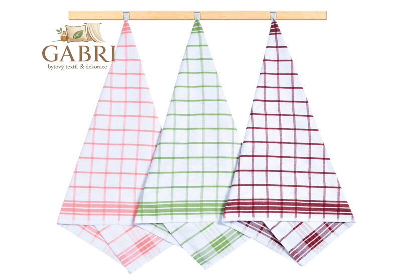 Kuchyňská utěrka 50x70cm kostka oranžová, zelená, vínová