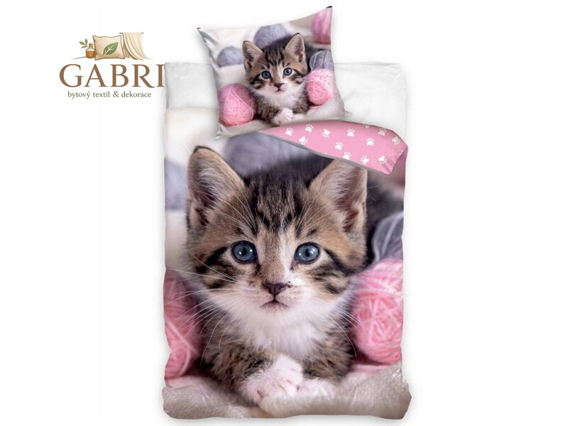 Povlečení fototisk Koťátko s klubíčky 140x200, 70x90 cm