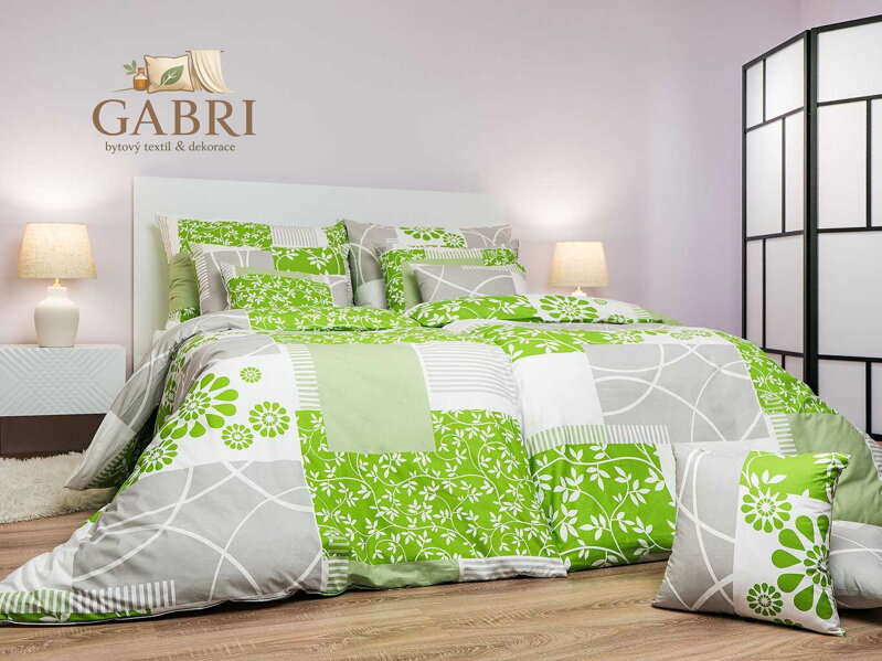 Povlečení bavlna Bluemoon zelený 140x200, 70x90 cm II.jakost