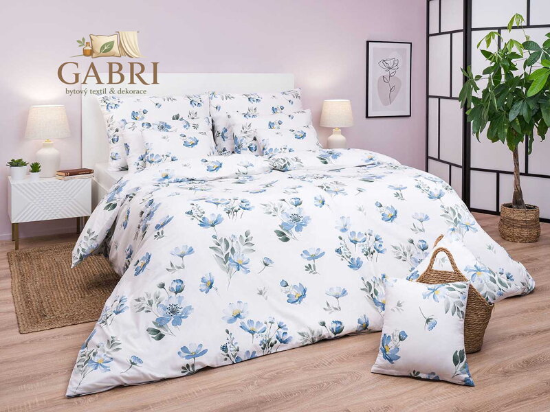 Povlečení bavlna Sasanka modrá 140x200, 70x90 cm II.jakost