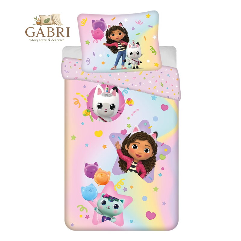 Povlečení Gabby´s Dollhouse Rainbow 140x200, 70x90 cm