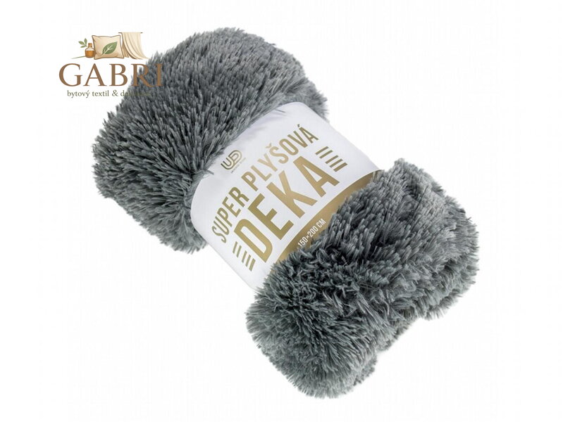 Deka s dlouhým vlasem tmavě šedá 150x200 cm