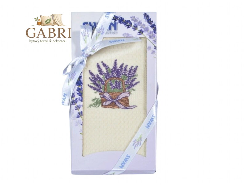 Dárkové balení utěrky SWAN Levandule košík 50x70 cm 1 ks
