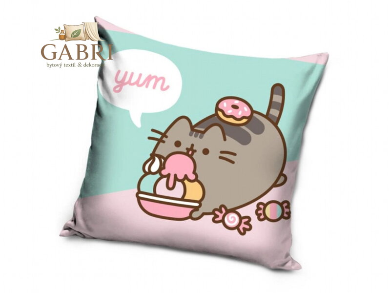 Povlak na polštářek Kočička Pusheen svačinka 40x40 cm