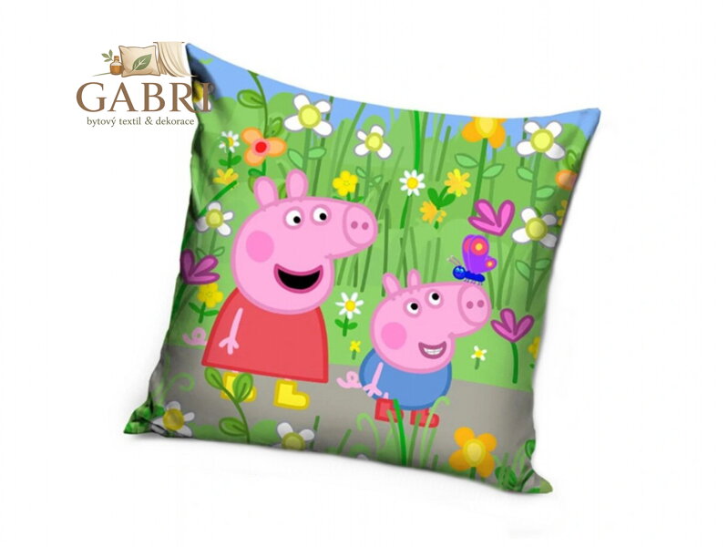 Dětský polštářek  Prasátko Pepina Rozkvetlá zahrada 40x40 cm
