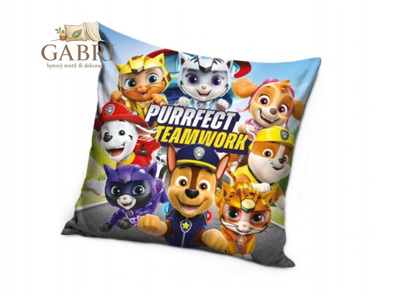 Povlak Tlapková Patrola Týmová práce 40x40 cm