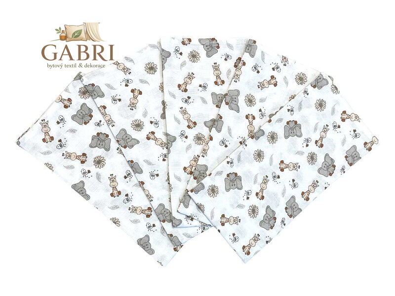 PREM INTERNACIONAL Látková plena 70x70 cm Zoo cream (balení 5 ks)