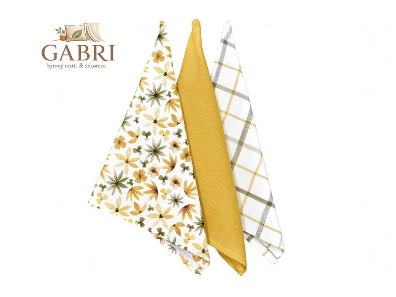 Utěrky Žluté a olivové květy 25230 45x70 - 3 ks
