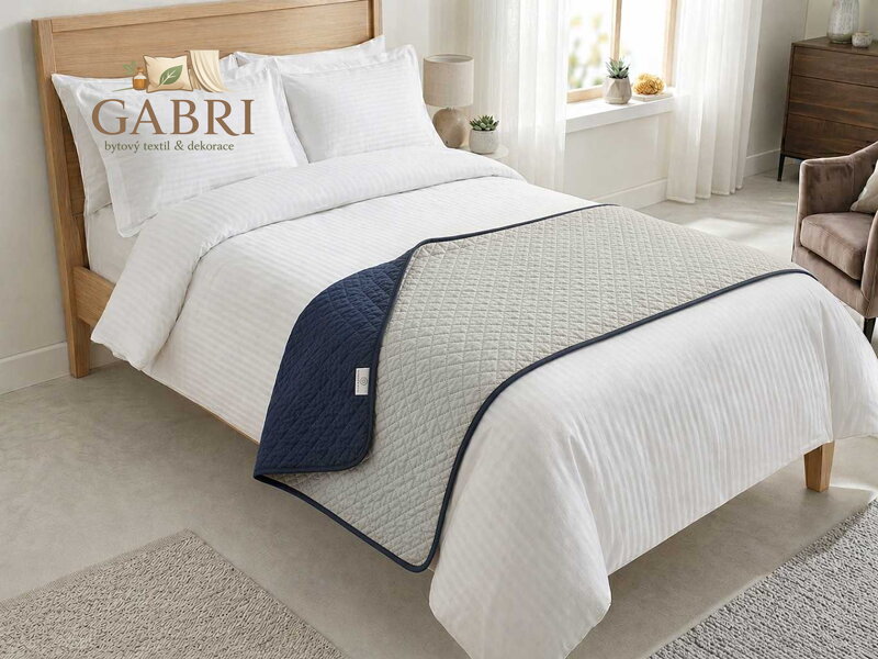 Šála na postel  Ultra 51 R/66-390 světle šedá/tmavě modrá 70x280 cm